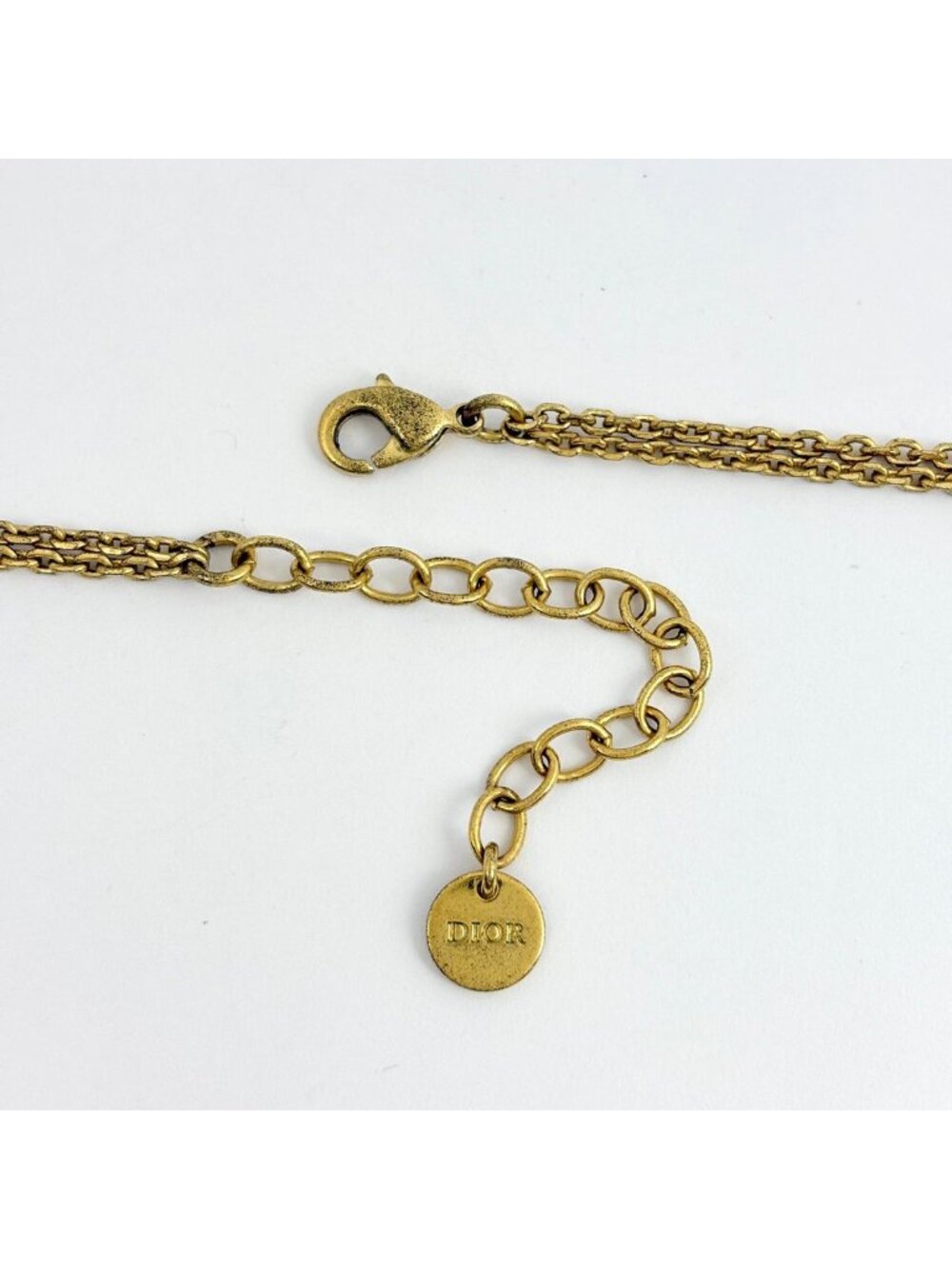 Dior Logo Faux Pearl Necklace Double Strand Gold Plated - Picture 3 of 4